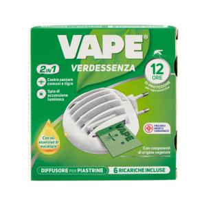Vape Verdessenza Diffusore Per Piastrine Con 6 Ricariche Con Olio Di Eucalipto Con Spina